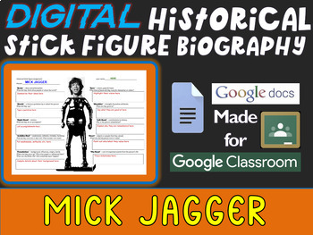 Preview of MICK JAGGER Digital Historical Stick Figure Biography (MINI BIOS)
