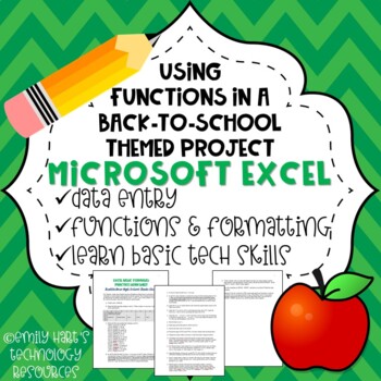 Preview of MICROSOFT EXCEL: Back-to-School Grades Spreadsheet Using Basic Functions