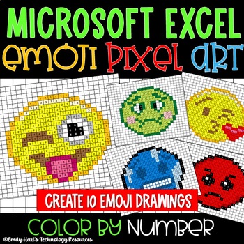 Preview of MICROSOFT EXCEL: EMOJI PIXEL ART in Microsoft Excel - Color By Number Project