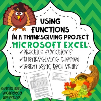 Preview of MICROSOFT EXCEL: Thanksgiving Spreadsheet Using Basic Functions