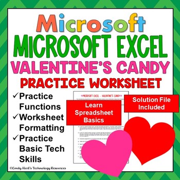 Preview of MICROSOFT EXCEL: Valentine's Spreadsheet Using Basic Functions