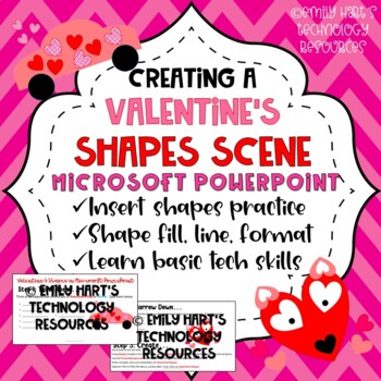 Preview of MICROSOFT POWERPOINT: VALENTINE'S SHAPES PROJECT Create a Valentine's Scene