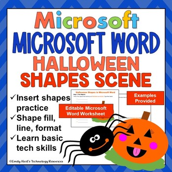 Preview of MICROSOFT WORD: HALLOWEEN SHAPES PROJECT // Practice Shape Fill, Stroke & Format