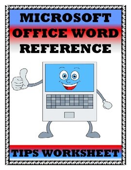 Preview of MICROSOFT WORD REFERENCE TIPS WORKSHEET