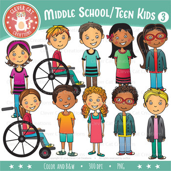 Preview of Middle School / Teen Kids Clip Art – Set 3
