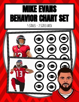 Preview of MIKE EVANS SET of 5 Behavior Charts TAMBA BAY BUCCANEERS NFL FOOTBALL