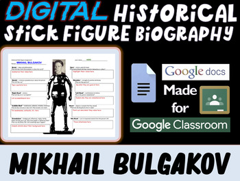 Preview of MIKHAIL BULGAKOV Digital Historical Stick Figure Biography (mini biographies)