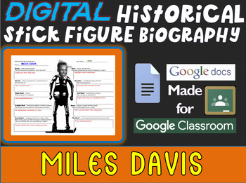 Preview of MILES DAVIS Digital Historical Stick Figure Biography (MINI BIOS)