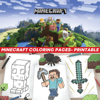 Preview of Minecraft Theme Coloring Pages for Kids & Boys -Minecraft Printable