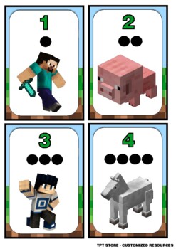Preview of MINECRAFT Counting Dots 1-20 - NUMBERS FLASHCARDS