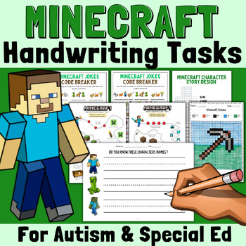 Preview of MINECRAFT Handwriting & Fine Motor Skill Bundle for Autism and Special Education