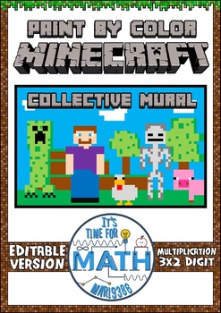 Preview of MINECRAFT Multiplication Mural - EDITABLE