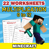 MINECRAFT Multiplication Worksheets 0 to 12 PACK | 22 pages