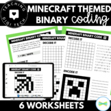 MINECRAFT Themed Simple Binary Coding Worksheets | Encode 