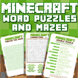 MINECRAFT - WORD PUZZLES  and MAZES - ENGAGING AND FUN