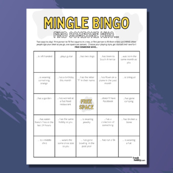 Preview of MINGLE BINGO | Find the Guest Icebreaker Game | Human Bingo Get-To-Know-You Game