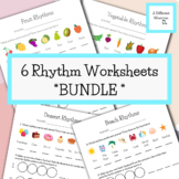 MINI BUNDLE: 6 Elementary Rhythm Worksheets - Quarter and 