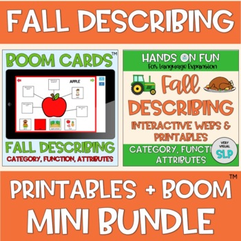 Preview of MINI BUNDLE Fall Describing Webs Category Function BOOM Cards™️ + Printables