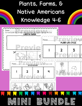 Preview of MINI BUNDLE Plants, Farms, Native American Activities Knowledge 4, 5, & 6