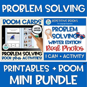 Preview of MINI BUNDLE Problem Solving Solutions BOOM Cards™️ + Printables Social Winter!