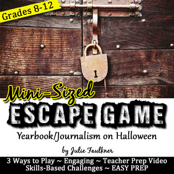 Preview of Escape Room Break Out Box Game, Halloween Activity for Yearbook (Mini)