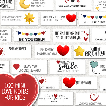 Preview of MINI LOVE LETTERS FOR KIDS, PRINTABLE LUNCHBOX NOTES, POSITIVE AFFIRMATIONS
