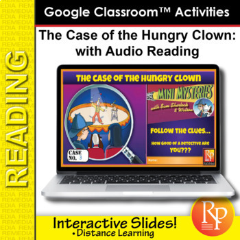 Preview of MINI MYSTERIES READING- The Case of the Hungry Clown GOOGLE SLIDES + BONUS AUDIO