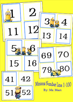 Preview of MINIONS THEME - NUMBER LINE - 1-100