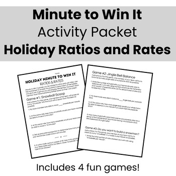 Preview of MINUTE TO WIN IT with Ratio and Rates: HOLIDAY Edition | 4 Fun Holiday Games