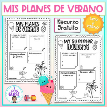 Preview of Summer End of the year activity- summer plans- summer bucket list-Bilingual