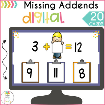 Preview of DIGITAL Missing Addends Game DISTANCE LEARNING