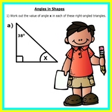 MISSING ANGLES IN SHAPES. TRIANGLES, QUADRILATERALS AND LI