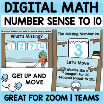 Preview of MISSING NUMBERS to 10 Digital Math Activity| Distance Learning Kindergarten