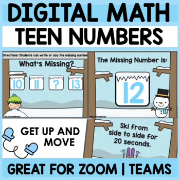 Preview of MISSING TEEN NUMBERS Digital Math Activity| Distance Learning Kindergarten