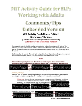 Preview of MIT Therapy Guide For SLPs (6-word Sentence Production) With Embedded Tips!