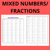 MIXED NUMBERS/FRACTIONS:(convert mixed number to fraction,