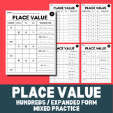 MIXED Place Value Practice Worksheets / Hundreds, Tens & O