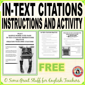 Preview of MLA In-Text Citations  Instructions, Examples, & Practice - Free Resource