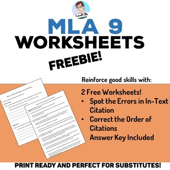 Preview of MLA 9 Worksheets FREEBIE