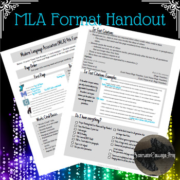 Preview of MLA 9th Edition Basics Handout