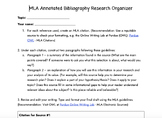 MLA Annotated Bibliography Graphic Organizer