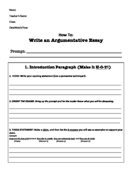 argumentative essay graphic organizer answer key