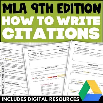 Preview of MLA Format - MLA 9 Citations Worksheets, Examples, Cheat Sheet - Citing Sources