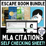 MLA Citation BUNDLE | ESCAPE ROOM Self Checking Worksheets