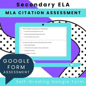 Preview of MLA Citation Google Form Assessment: In-Text Citations