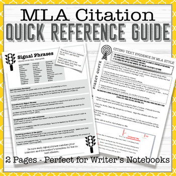 Preview of MLA Citation Guide - for citations, bibliography, works cited, signal phrases