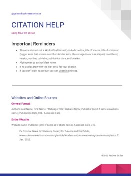 Preview of MLA Citation Help Guide (MLA 9th edition)