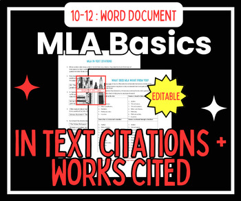 Preview of MLA Citation Help Packet: Handouts for In Texts and WC Entries