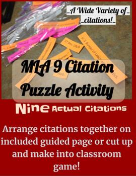 Preview of MLA Citation Puzzle Activity Second Edition: Works Cited Bibliography Page