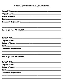 MLA Citation Worksheets by Miss Devish | Teachers Pay Teachers